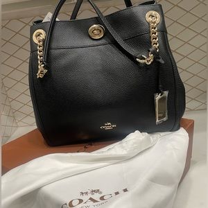 COPY - PBBL TURNLOCK EDIE BLACK AND GOLD COACH PURSE